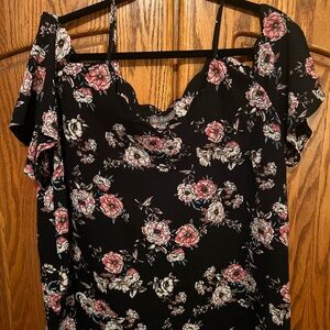 Chic Floral Women's Blouse in Black and Pink